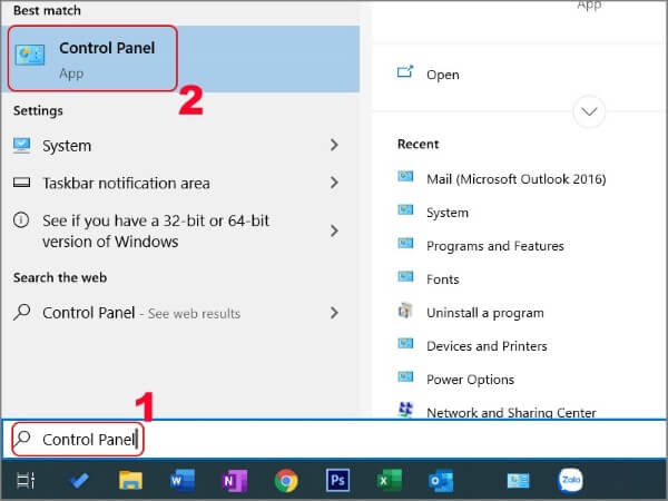 Nhập Control Panel