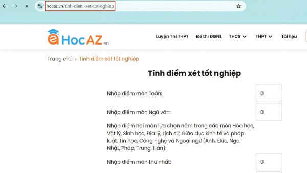 Mở mục tính điểm
