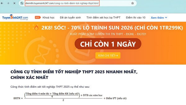 Mở công cụ tính điểm