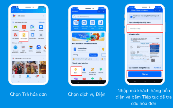 Các bước tra cứu tiền điện qua ứng dụng Zalo