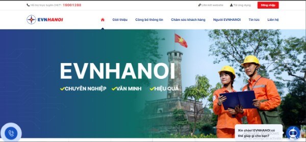 Đăng nhập website của EVN