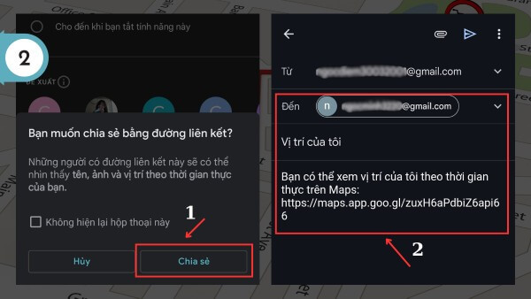 Nhập địa chỉ Gmail hoặc tài khoản Google của người nhận