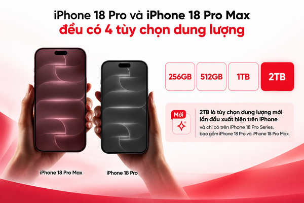 Các tuỳ chọn dung lượng iPhone 18 Pro và iPhone 18 Pro Max