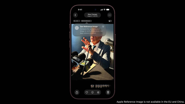 Apple Reference Image là tính năng mới trên iPhone 18 Pro giúp chứng minh một bức ảnh chưa từng bị chỉnh sửa kể từ thời điểm chụp