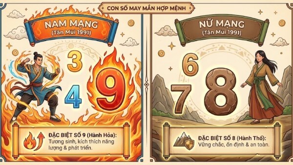 Những con số may mắn cho tuổi 1991 với nam và nữ