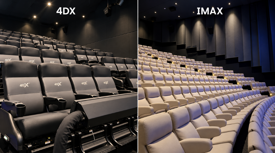4DX nên ưu tiên khu vực giữa phòng, còn IMAX phù hợp với ghế trung tâm hoặc hơi lùi về sau.