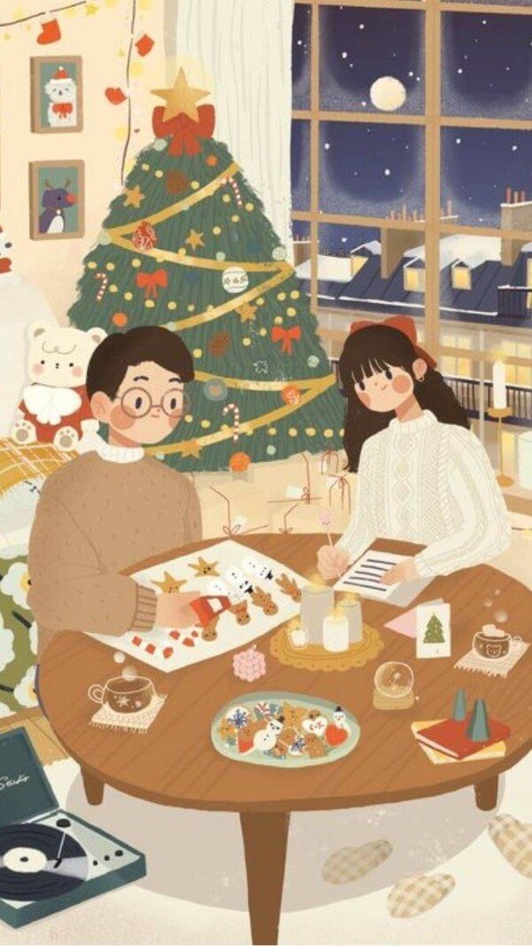 Hình nền Noel cặp đôi lưu giữ những kỷ niệm ngọt ngào