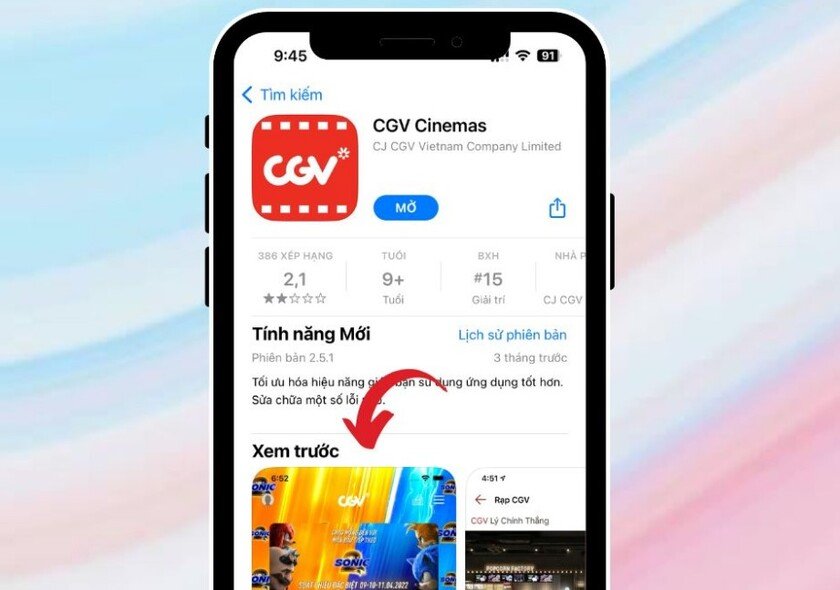 Ứng dụng CGV giúp tra cứu lịch chiếu, chọn ghế và đặt vé trực tuyến
