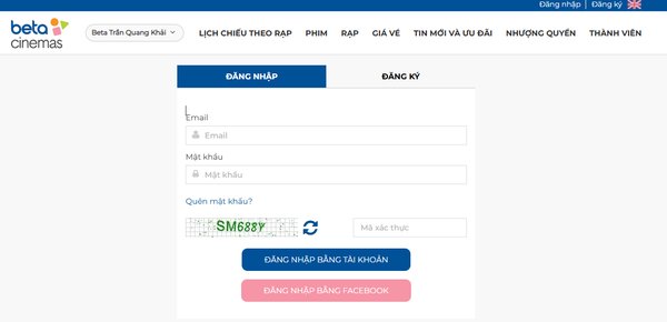 Bạn cần đăng nhập tài khoản trên website Beta Cinemas để đặt vé online