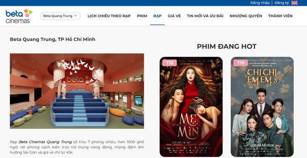 Bạn có thể xem giá vé và mua vé online trên website chính thức của Beta Cinemas
