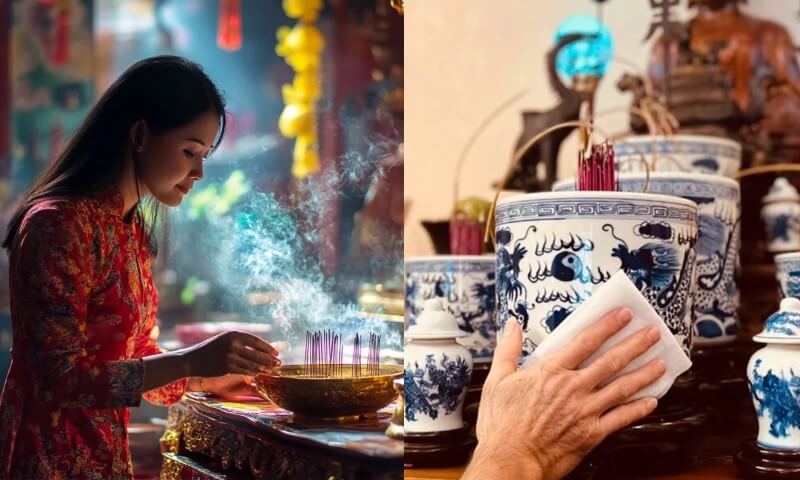 Bao sái bàn thờ là tiến hành dọn dẹp vệ sinh và sắp xếp lại khu vực thờ cúng
