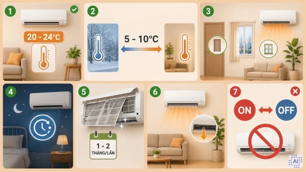 Một số lưu ý khi dùng chế độ nóng trên điều hòa an toàn và tiết kiệm điện