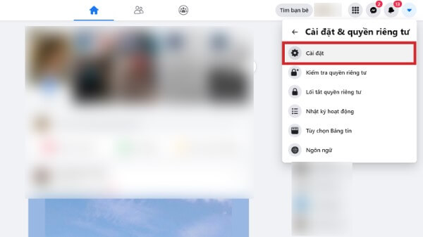 Chọn Cài đặt & quyền riêng tư → Cài đặt