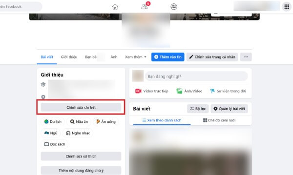 Chọn Chỉnh sửa chi tiết trang cá nhân