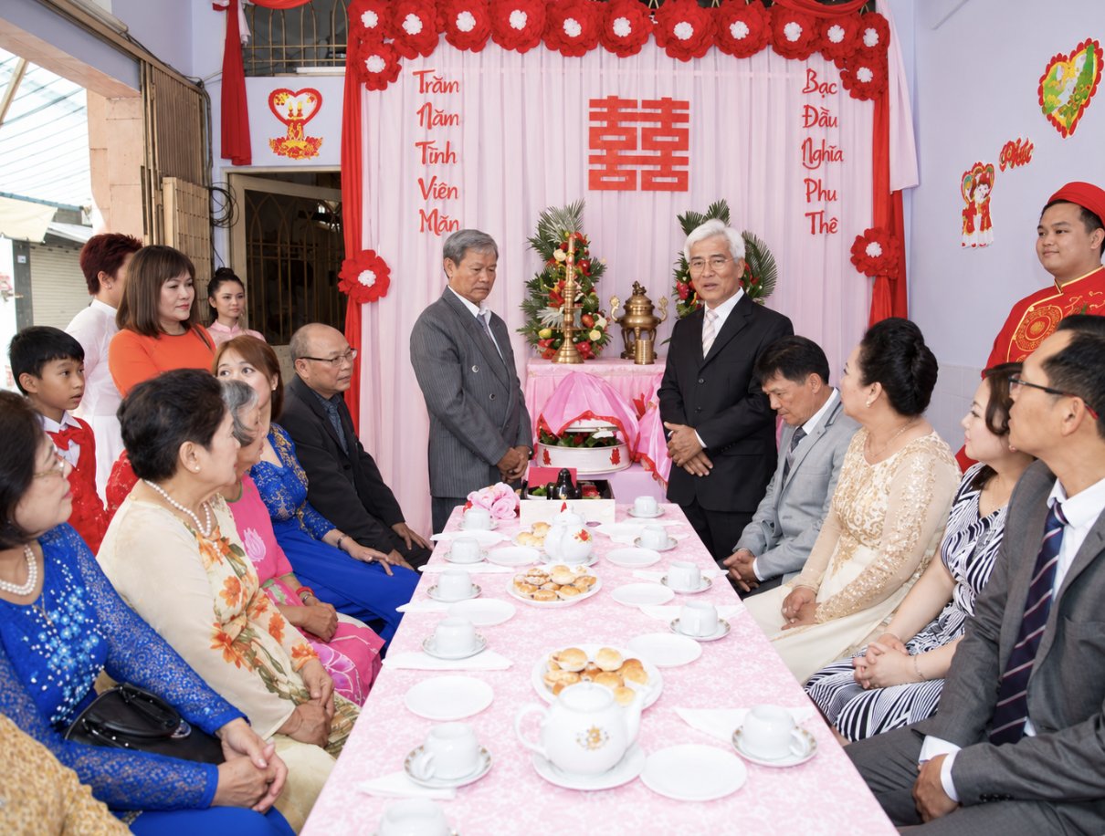 Bố chú rể có thể đại diện gia đình bày tỏ sự trân trọng và niềm vui khi chính thức kết thông gia