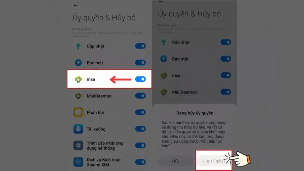 Tắt tùy chọn msa
