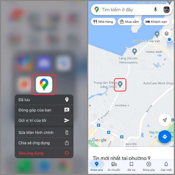 Mở ứng dụng Google Maps trên điện thoại