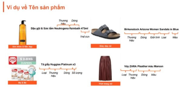 Những ví dụ về cách đặt tên sản phẩm Shopee