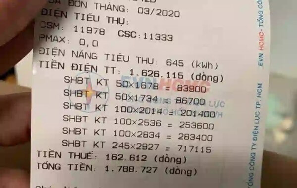 Hướng dẫn tính số điện từ chỉ số công tơ trên hóa đơn