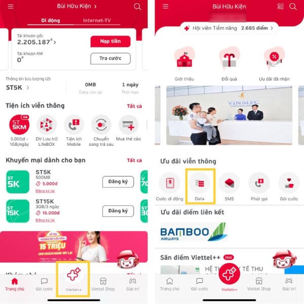 Chọn Data