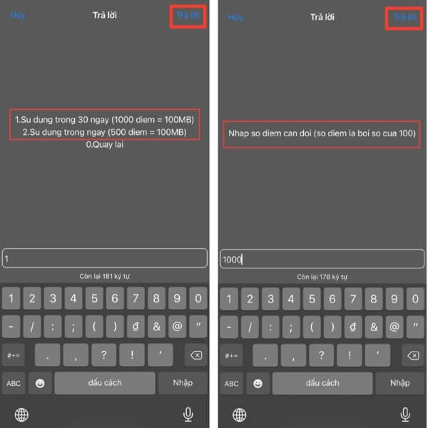 Chọn Data và mức điểm cần đổi
