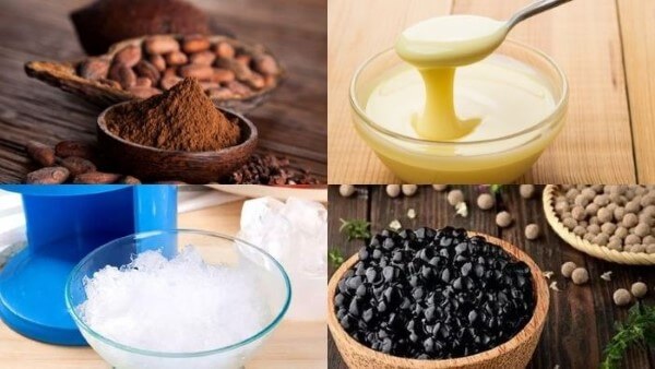 Chuẩn bị nguyên liệu gồm bột Milo, sữa đặc, sữa tươi không đường và đá viên