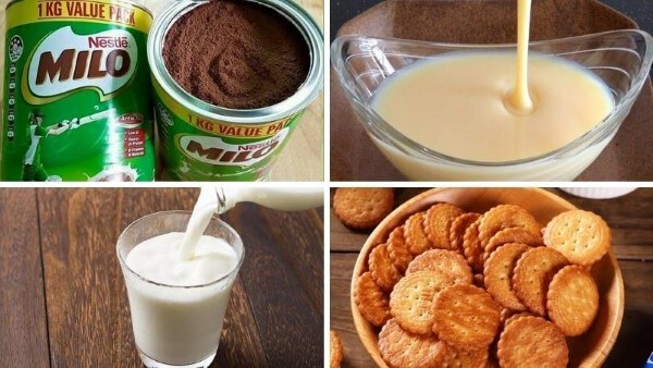 Nguyên liệu làm Milo dầm bánh quy hấp dẫn