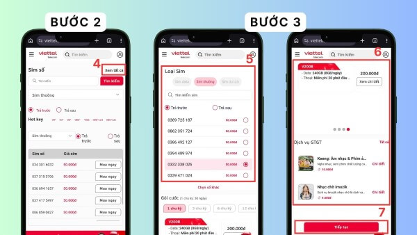 Chọn số, kiểm tra gói cước và các dịch vụ bổ sung