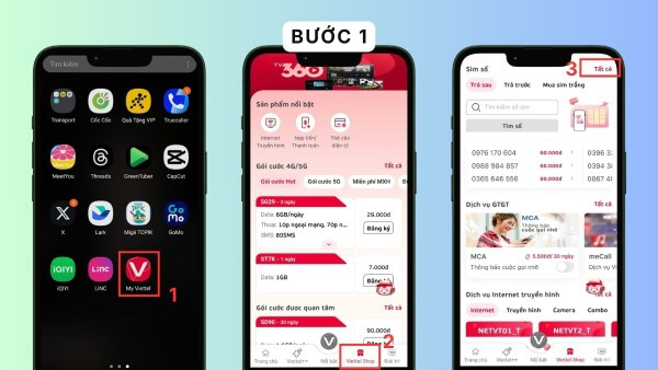 Mở Viettel Shop và chọn nhóm sản phẩm SIM số
