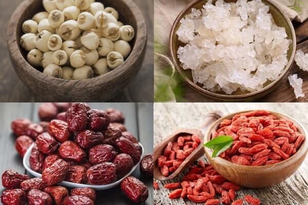 Chuẩn bị nguyên liệu để nấu chè dưỡng nhan