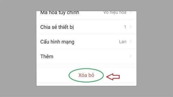 Chọn xóa thiết bị
