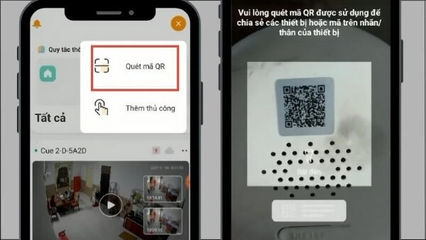 Tiến hành quét mã QR trên camera