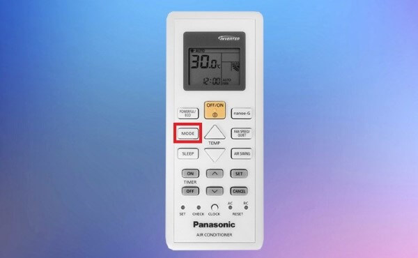 Nhấn MODE chọn chế độ HEAT