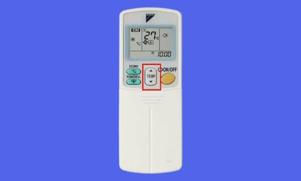 Điều chỉnh nhiệt độ bằng hai phím mũi tên TEMP