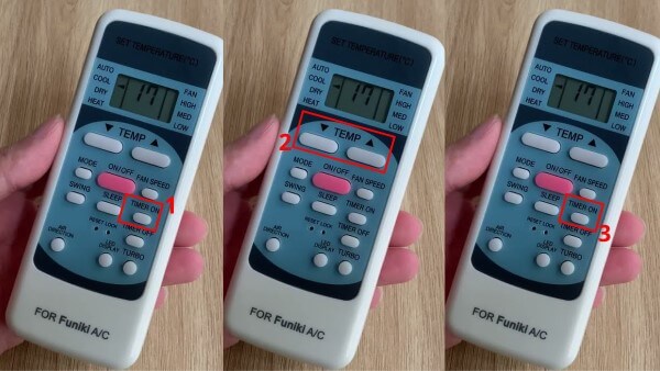 Nhấn TIMER và sử dụng phím tăng/giảm để điều chỉnh thời gian