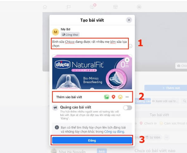 Nhấn Tạo bài viết