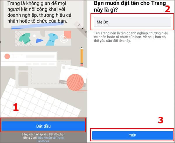 Nhập tên cho Fanpage
