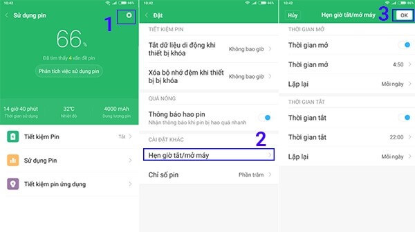 Chọn Hẹn giờ tắt/mở máy