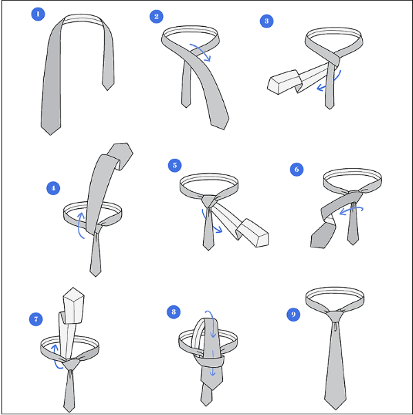 Cách thắt cà vạt Half Windsor tạo nút hình tam giác khá cân đối