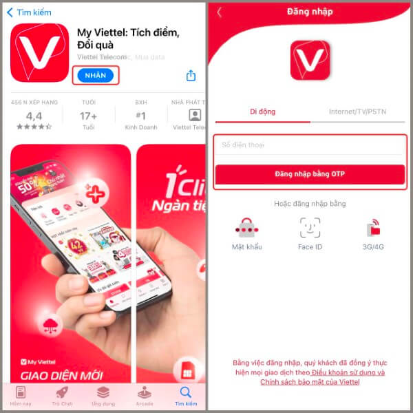 Đăng nhập ứng dụng My Viettel 