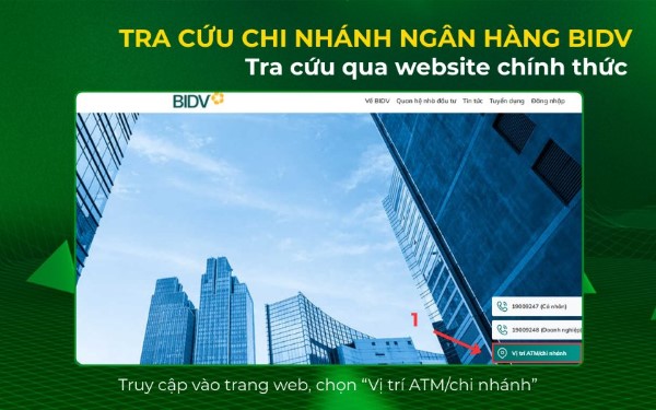 Tìm kiếm địa chỉ chi nhánh qua website BIDV