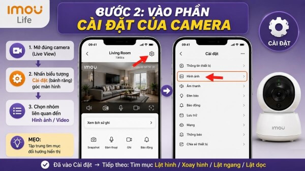 Nhấn Cài đặt trên giao diện camera