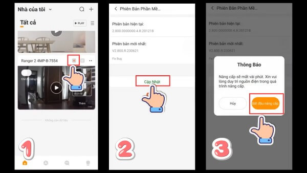 Chọn camera cần cập nhật phiên bản mới