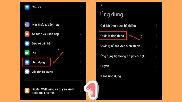 Chọn Ứng dụng → nhấn Quản lý ứng dụng
