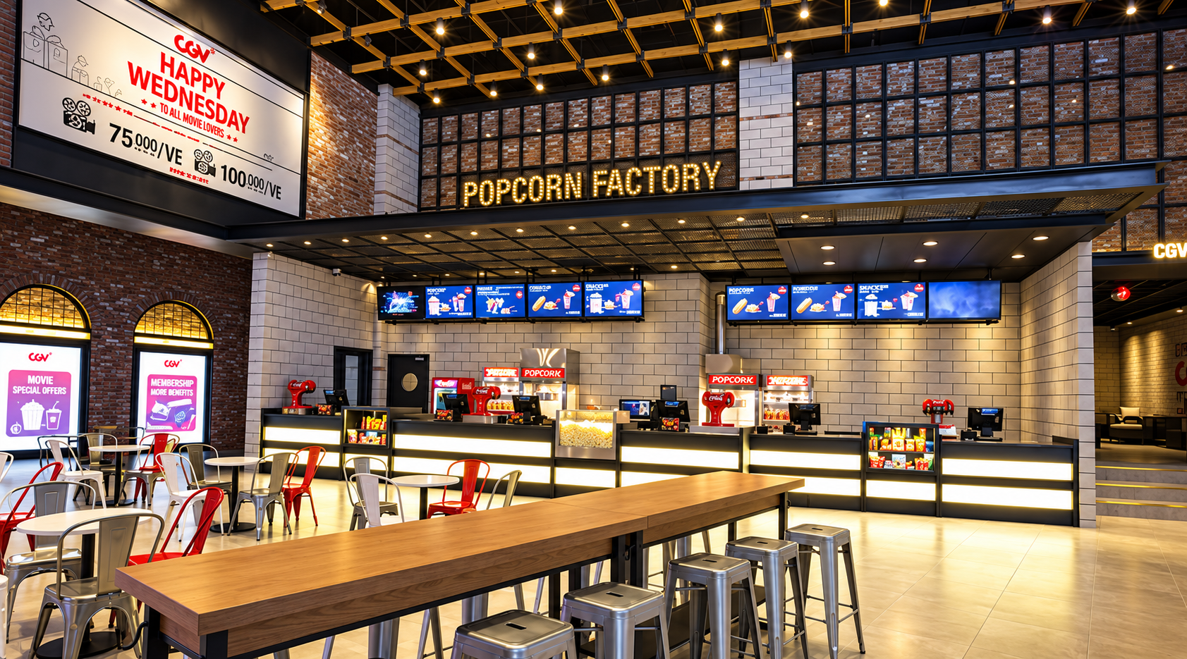 CGV Vincom Metropolis Liễu Giai phục vụ phim 2D, 3D và IMAX.