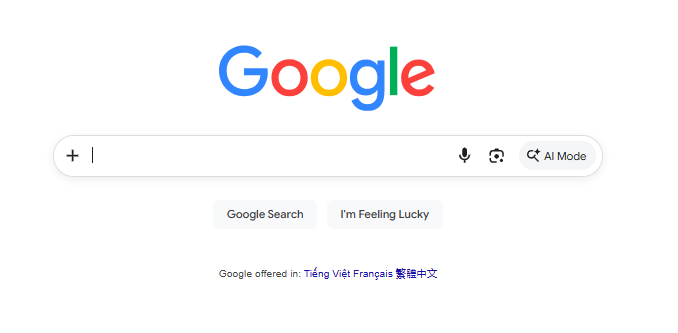 Chọn AI Mode để kích hoạt chế độ AI GG tìm kiếm