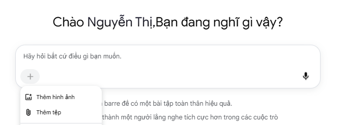 Bạn cũng có thể chọn  “Thêm tệp” để đặt câu hỏi