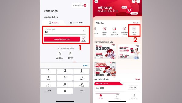 Đăng nhập tài khoản ứng dụng My Viettel