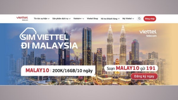 Thực hiện chuyển vùng quốc tế trên website Viettel