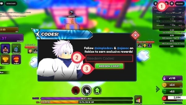 Nhập mã vào ô REDEEM CODE